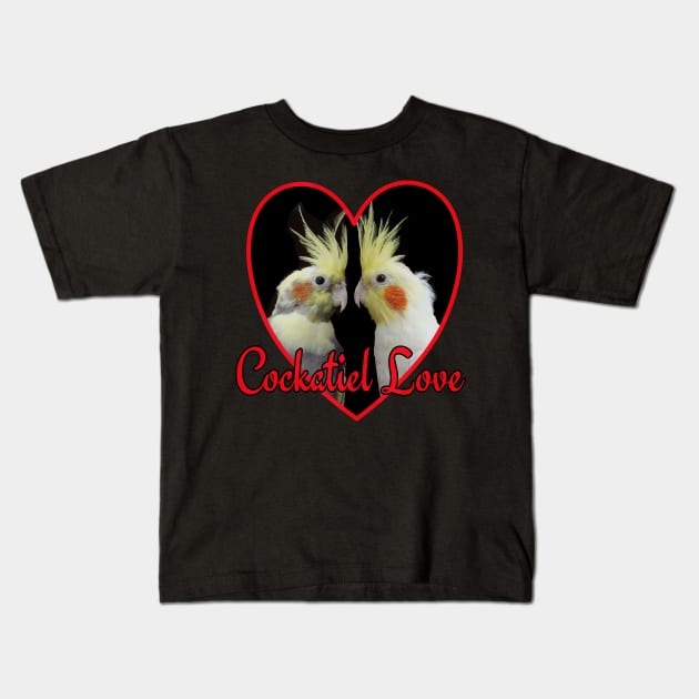 Cockatiel Love Heart Parrot Kids T-Shirt by Einstein Parrot